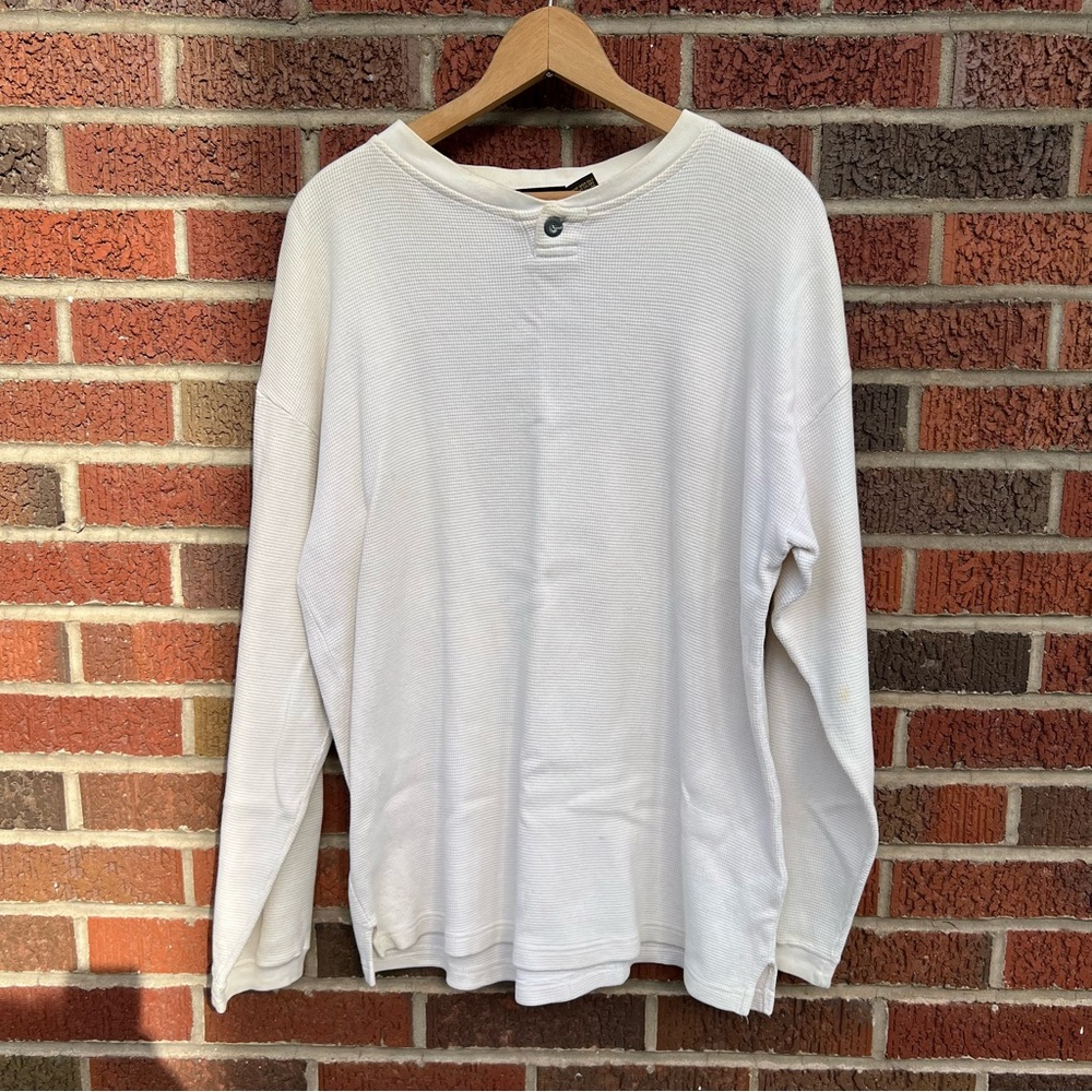 Madison Cream White Waffle Knit Cabin Long Sleeve Shirt